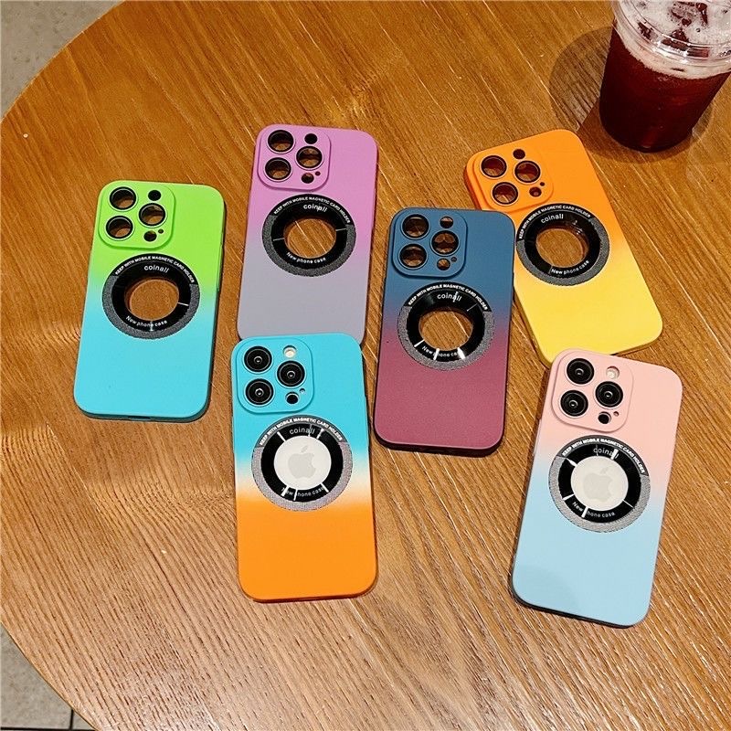 IPHONE Malan Kaca Pembesar Gradien Baru Cocok Untuk Capita Iphone11 12 13 14 Pro max PC Paket Lengkap shockproof Case Cover