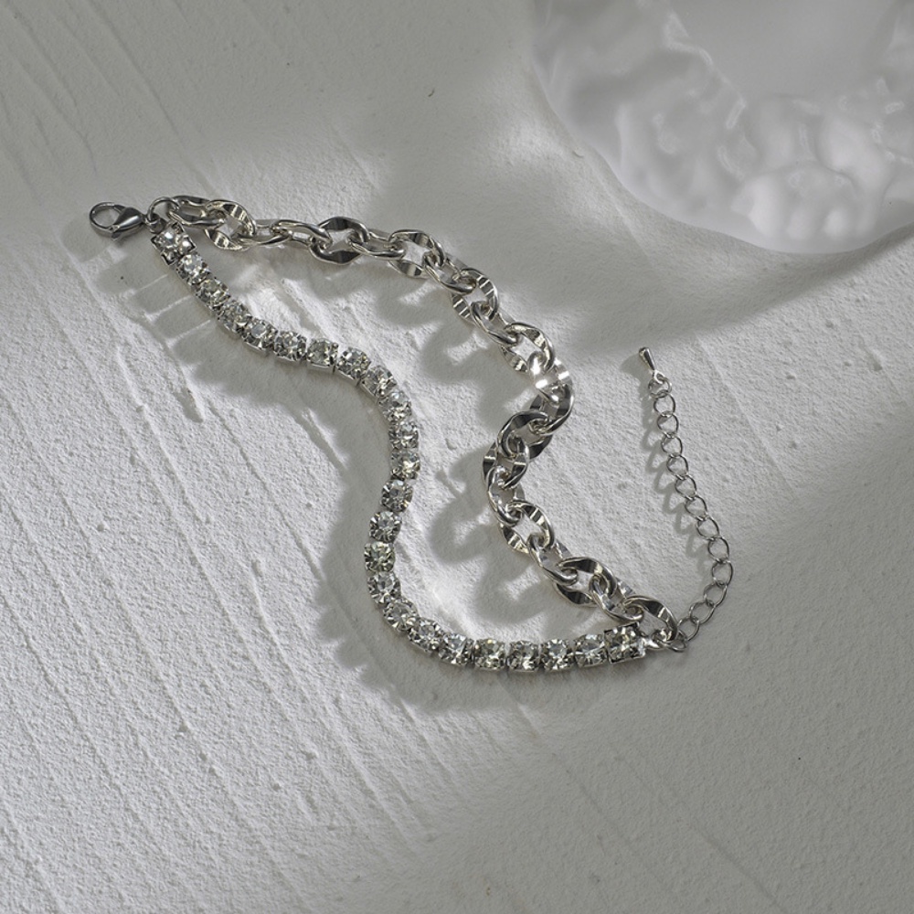 Korea Double-layer Gelang Wanita Cahaya Mewah Tinggi-Persen Sederhana Berlian Tangan Dekorasionality Angin Dingin Gelang Hadiah Untuk Pacar Perhiasan Hati Manis