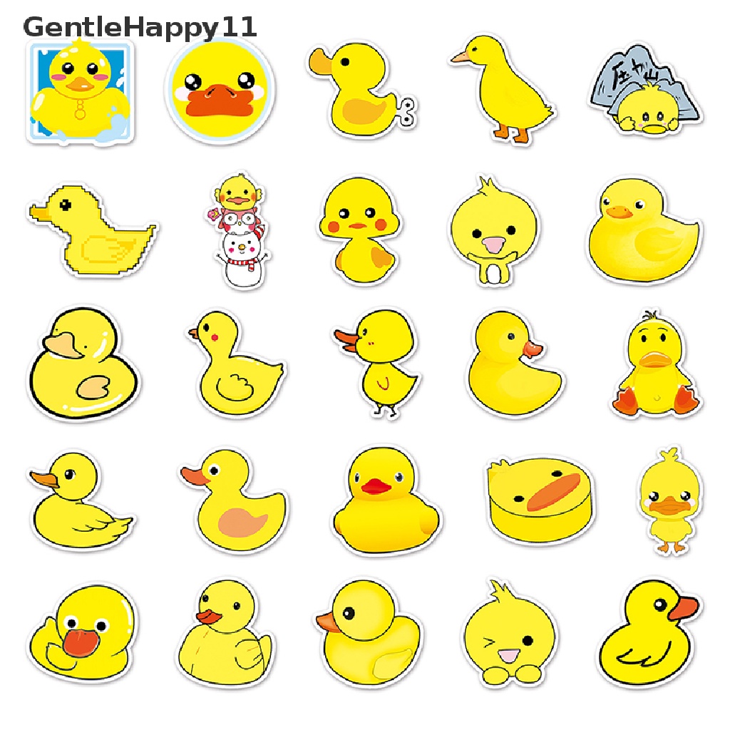 Gentlehappy 50PCS Kartun Lucu Bebek Kuning Kecil DIY Koper Telepon Tablet Kartun Stiker id