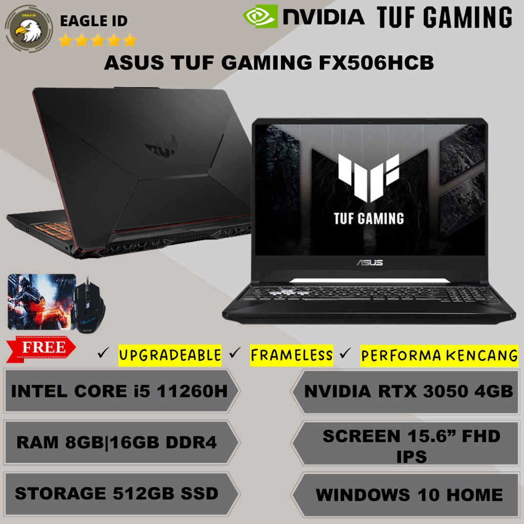 LAPTOP GAMING MURAH BARU ASUS TUF F15 FX506HCB INTEL CORE i5 11260H RAM 16GB SSD 1TB NVIDIA RTX3050 