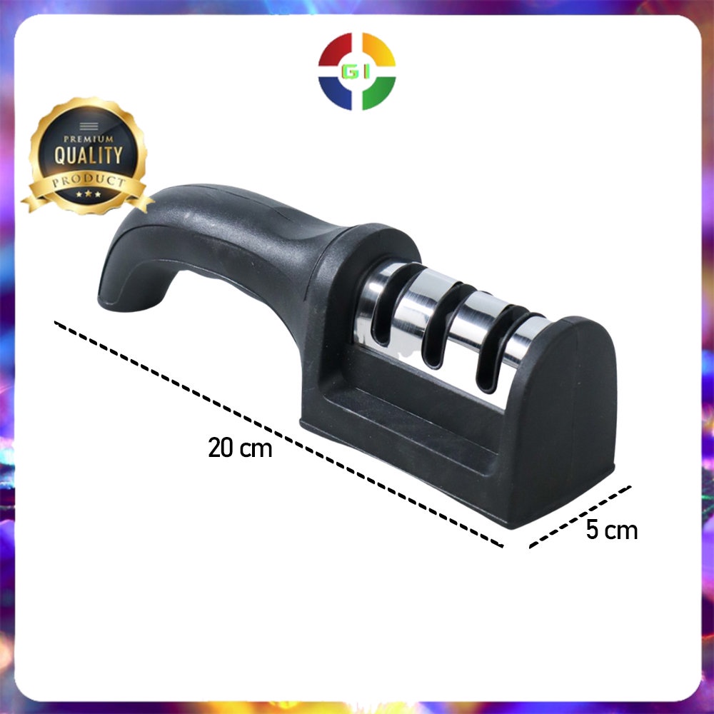 Pengasah Pisau Dapur Knife Sharpener 3 Slot Black