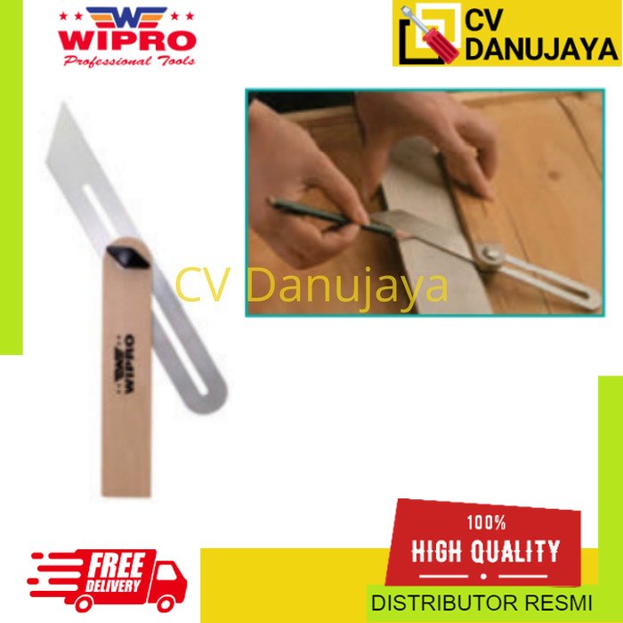 Penggaris Tukang Kayu Sudut 10 Inch Alat Garis Angle Ruler Wood WIPRO