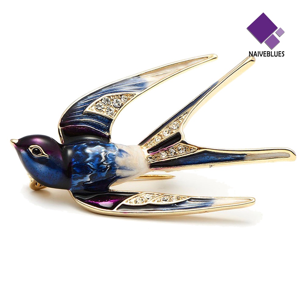 &lt; Naiveblues &gt; Fashion Wanita Enamel Burung Walet Kerah Bros Lapel Pakaian Perhiasan