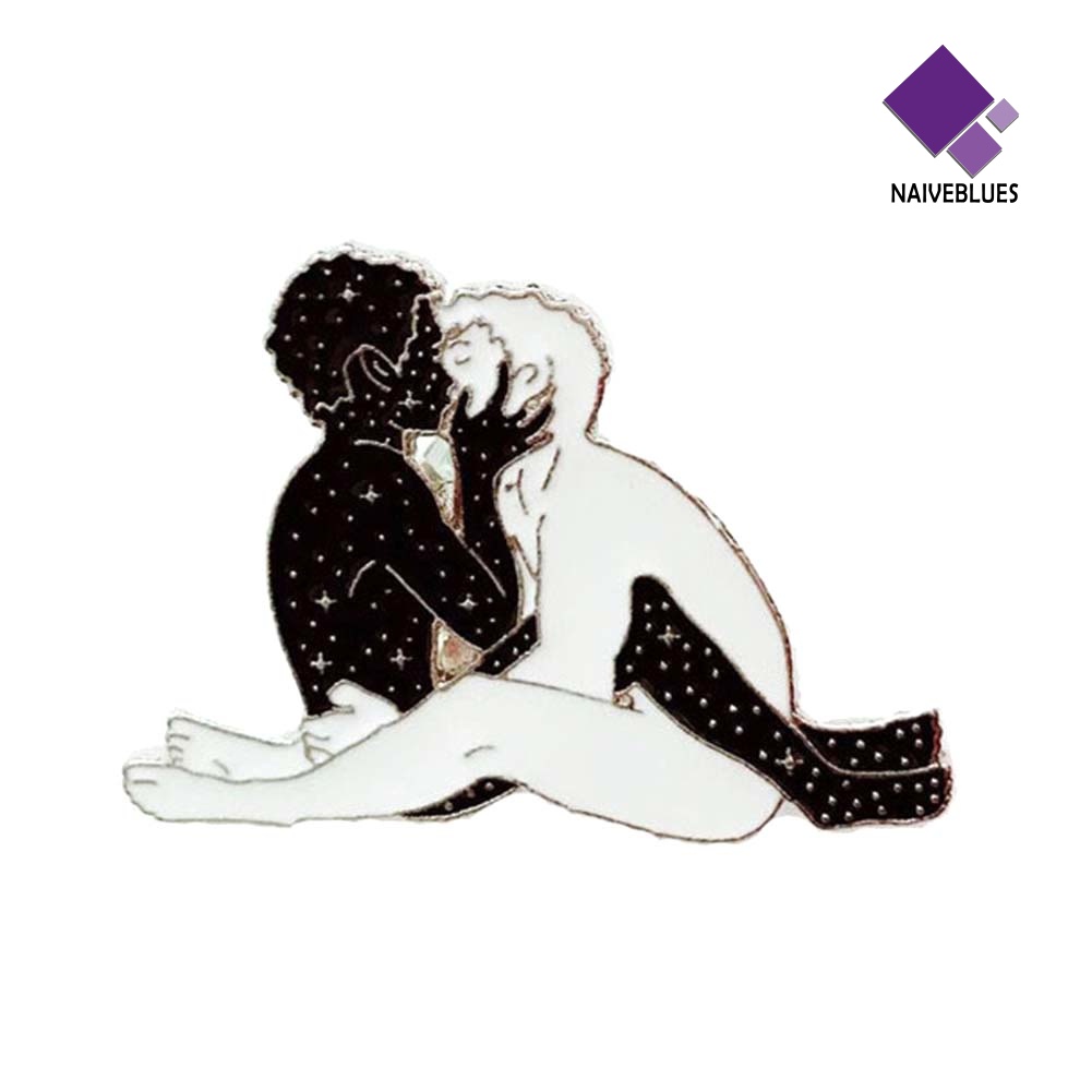 &lt; Naiveblues &gt; Unisex Coupe Embrace Kiss Enamel Bros Pin Ransel Dekorasi Perhiasan
