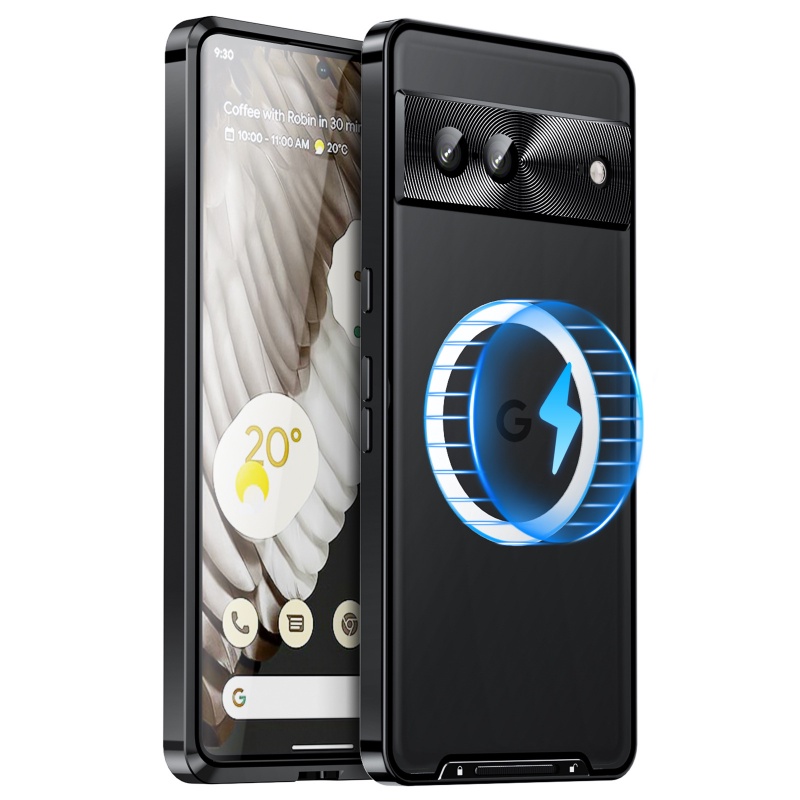 Google7/7pro Bezel Metal+Frosted Akrilik Plat Belakang Magnetik Casing Ponsel Penutup Pelindung Perisai Ajaib Berlaku