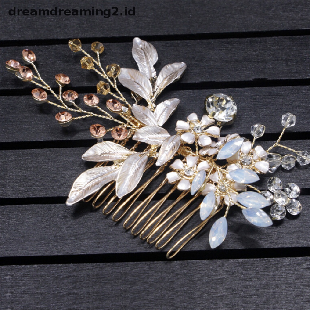 (dream) Hadiah Festival Perhiasan Bunga Kristal Emas Pin Pengantin Pernikahan Klip Rambut Jepit Rambut//