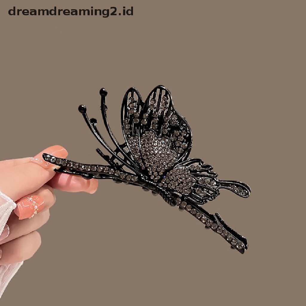 (dream) Retro Fashion Berlian Imitasi Kupu-Kupu Rambut Cakar Wanita Butterfly Hair Clip Untuk Gadis Hiu Rambut Klip Hiasan Kepala Aksesoris Rambut//