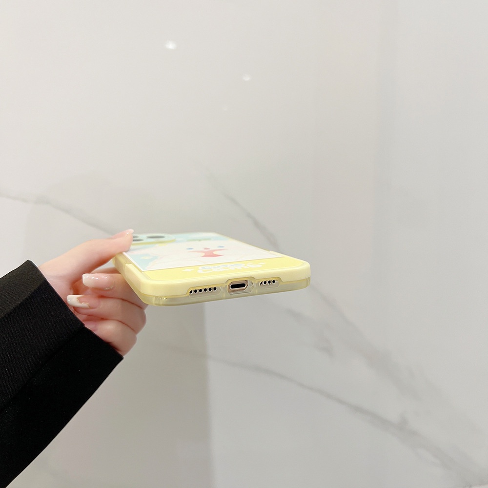 IPHONE Kartun Lucu Domba Kecil Dengan Cinta Hati Tak Terlihat Lipat Kuning Casing Ponsel Cover Untuk Iphone7 8 PLUS X XR XS 11 12 13 14 PRO MAX SE 2020