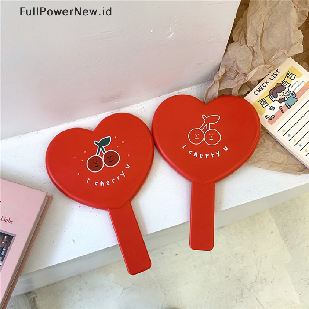 Power Ins Cherry Love Mirror Cermin Rias Portable Cermin Hati Cewek Travel Makeup ID