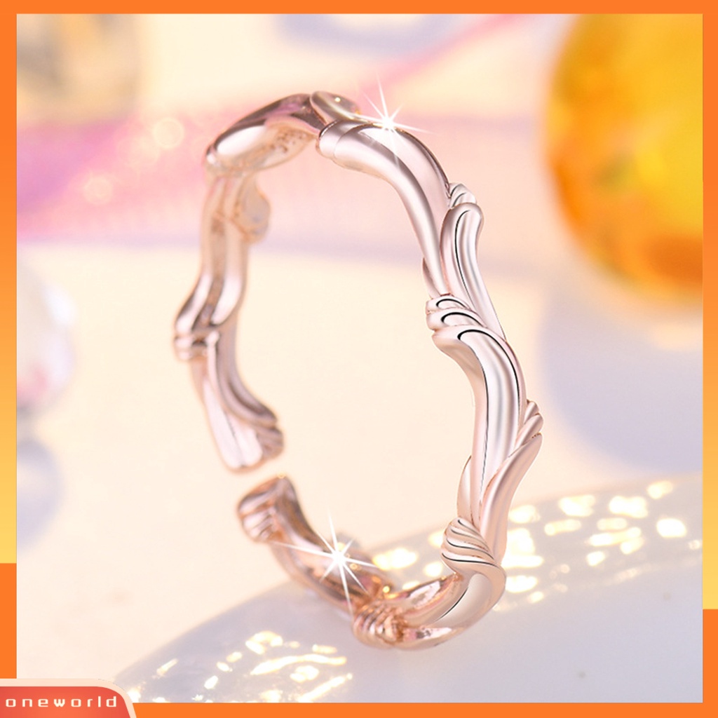 [EONE] Cincin Buku Jari Ukuran Dapat Disesuaikan Tidak Teratur Bentuk Geometris Mewah Electroplating Dekorasi Hypoallergenic Willow Daun Sederhana Pesona Terbuka Cincin Perhiasan Aksesoris