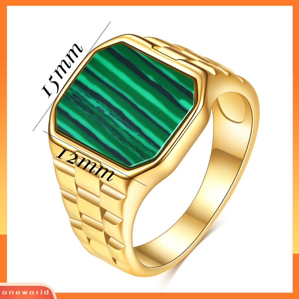 [EONE] Wanita Cincin Gaya Sederhana Warna Vibrant Tahan Karat Luntur Mengkilap Hias Baja Titanium Vintage Mewah Square Lady Ring Perhiasan Fashion Untuk Wanita