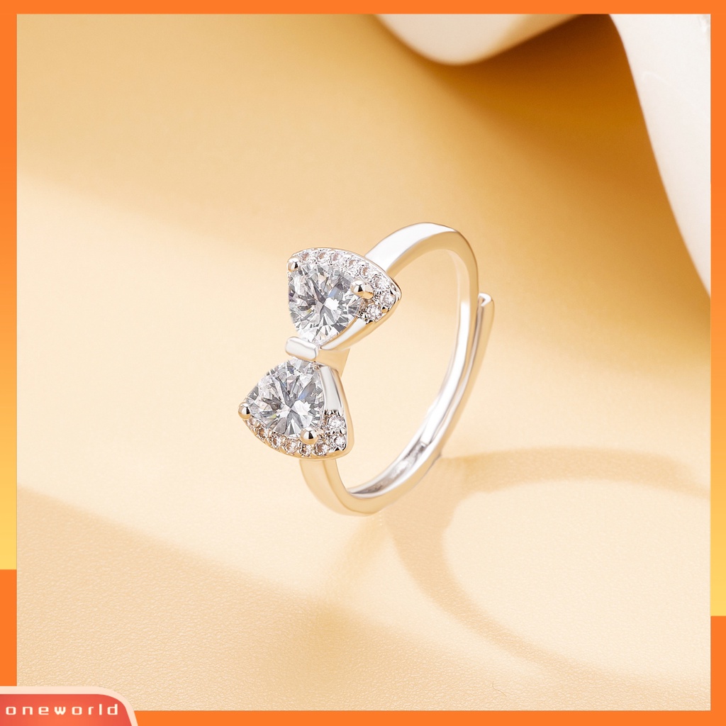 [EONE] Wanita Cincin Pembukaan Manis Elegan Dapat Disesuaikan Berlian Imitasi Tertanam Ikatan Simpul Wanita Pertunangan Cincin Fashion Perhiasan