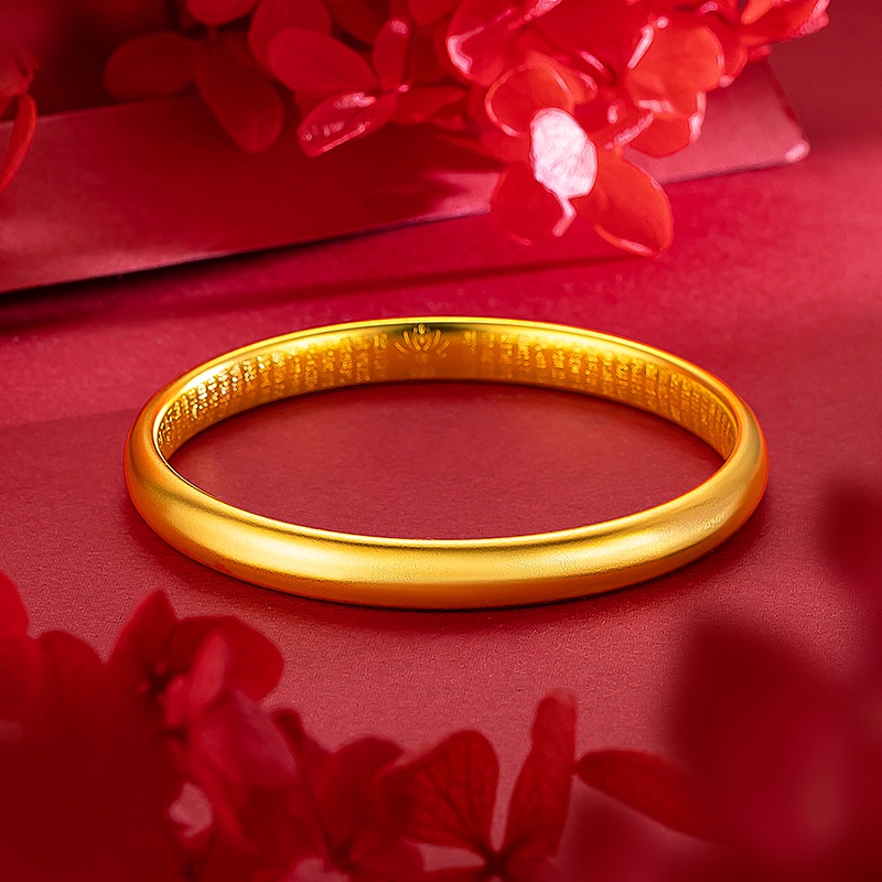 Goldkingdom Perhiasan Fashion 24K Bangkok Aksesoris Ready Stock Gelang Hati Halus Las Mulus Gelang Kuno 7mm Berlapis Emas