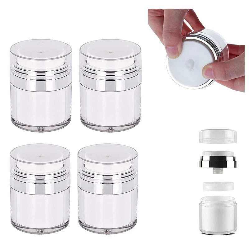 15 /30Ml/50ml Kosong Airless Pump Jar Isi Ulang Krim Gels Lotions Dispenser Botol Vakum Travel Anti Bocor Wadah Kosmetik