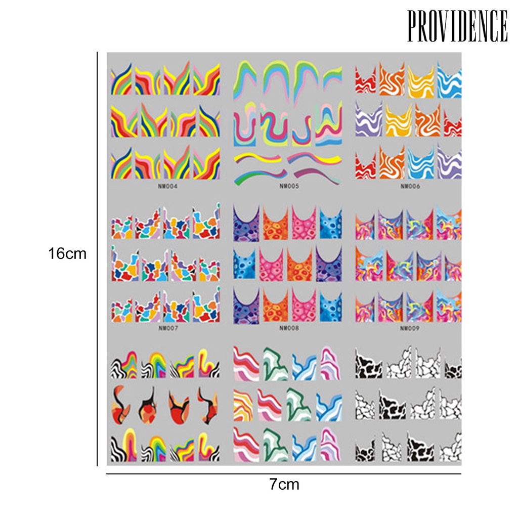 Providence 12Pcs Nail Art Stiker Garis Bening Perekat Diri Tidak Luntur Hias Warna-Warni Jantung Perancis Transfer Air Nail Slider Stiker Salon Kuku Pasokan