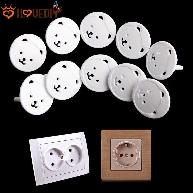 [Unggulan] 4pcs Kunci Keamanan Perlindungan Listrik Uni Eropa Beruang Soket Listrik Plug Pelindung Case Plug Penutup Putar Anak Anak Pengaman Pengaman Pengaman Steker 2 Lubang Tutup Perlindungan Pengaman