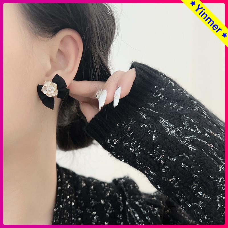 COD✨ Anting bunga Camelia Korea anting busur Vintage Prancis anting premium desain untuk wanita-Yinmer