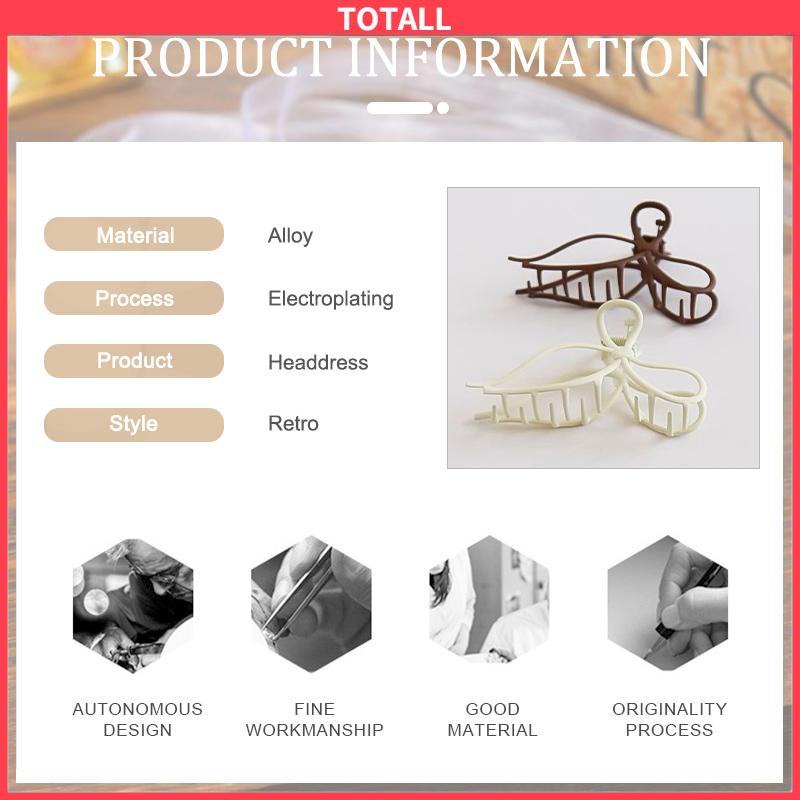 COD Jepit rambut Lempeng Listrik Paduan Klip Cakar Rambut Busur Berbentuk Daun Gaya Korea Retro Aksesoris Wanita-Totall