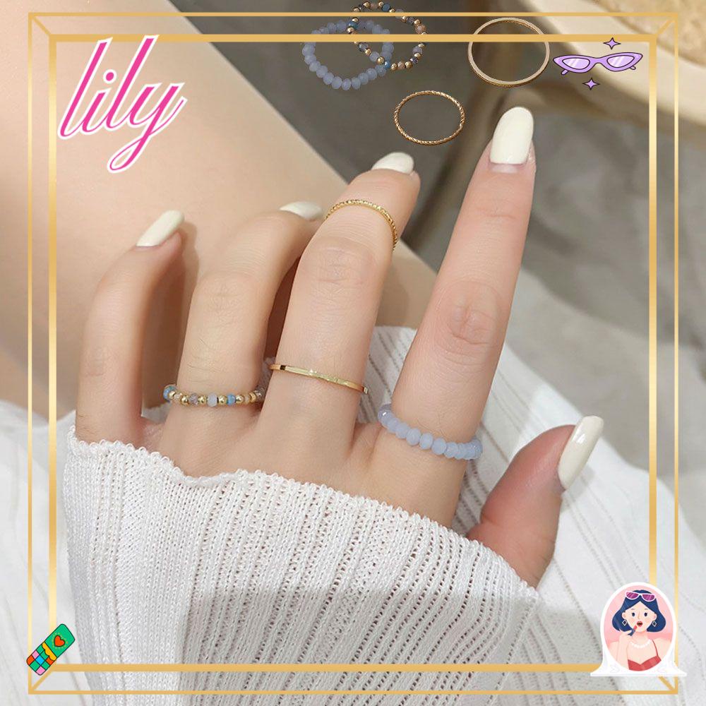 Lily 4pcs/set Cincin Aesthetic Hadiah Aksesoris Perhiasan Vintage