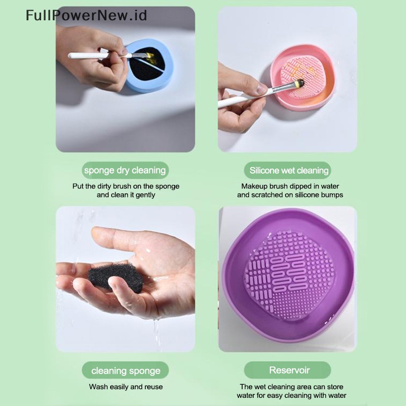 Power Silicone Eyeshadow Sponge Cleaner Kuas Makeup Penghilang Warna Dry Clean Mat Box ID