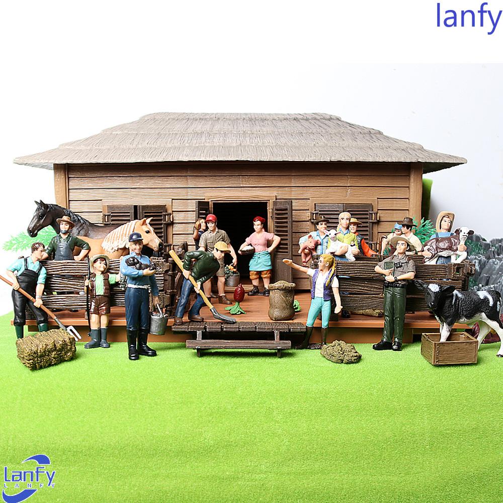 Lanfy Mainan Action Figure Model Shepherd Feeder Farm Staff Untuk Dekorasi Rumah