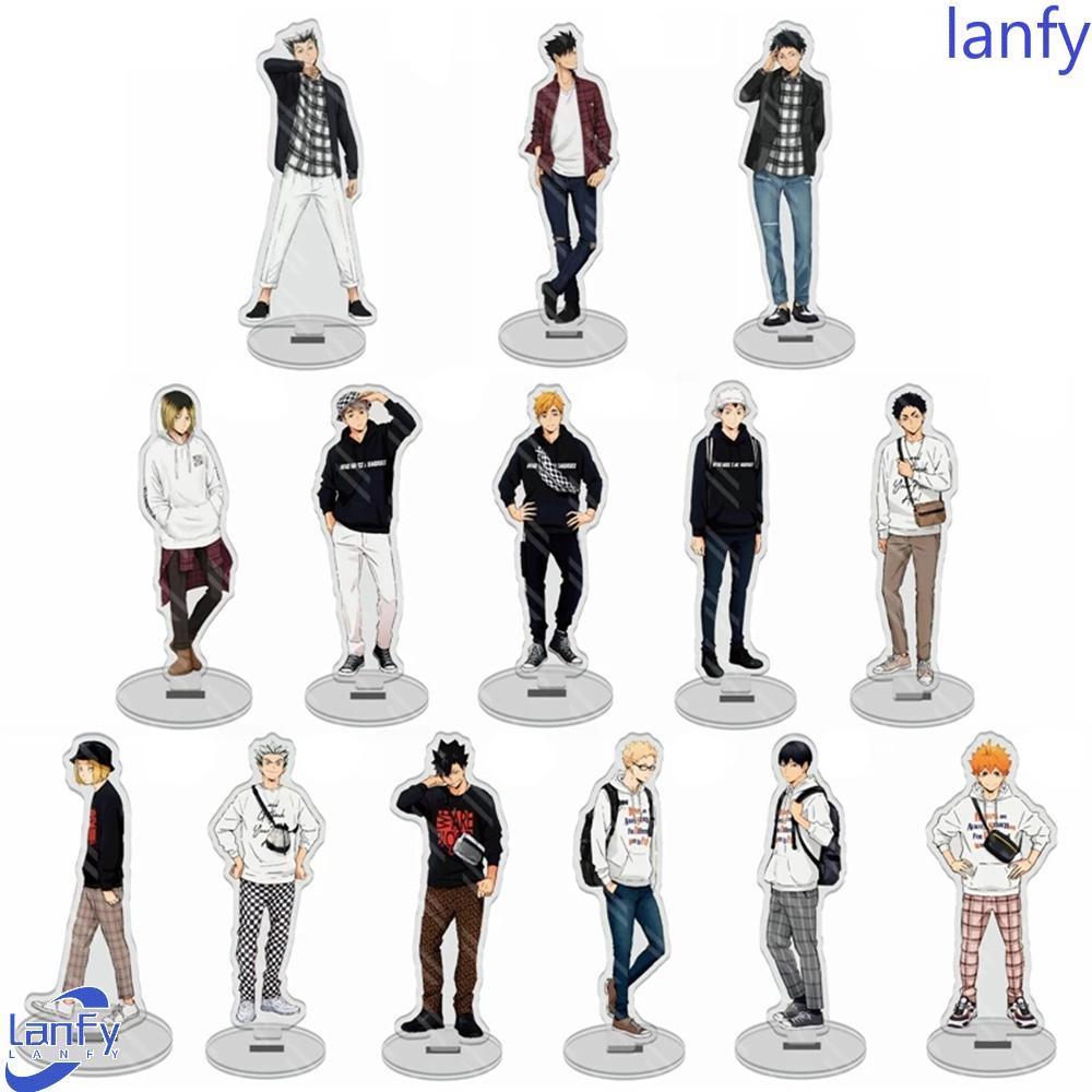 LANFY Cute Japan Anime Haikyuu Model Toy Hinata Shoyo Haikyuu Figures Standing Desk Decor Desktop Decorate Yu Nishinoya Action Figure Standing Plate Acrylic Tobio Kageyama