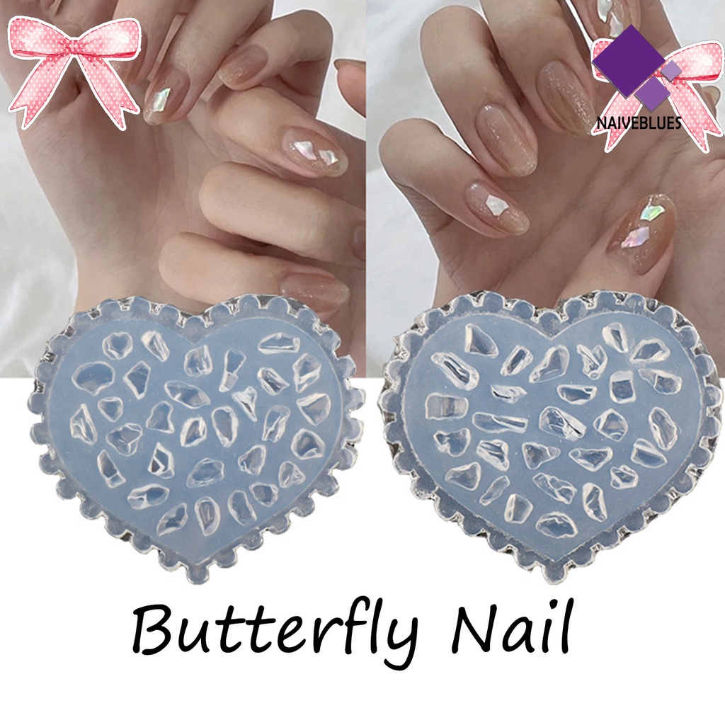 [naiveblues] Cetakan Kuku Berbentuk Hati Motif 3D Cetakan Nail Art Silikon DIY Alat Kerajinan Untuk