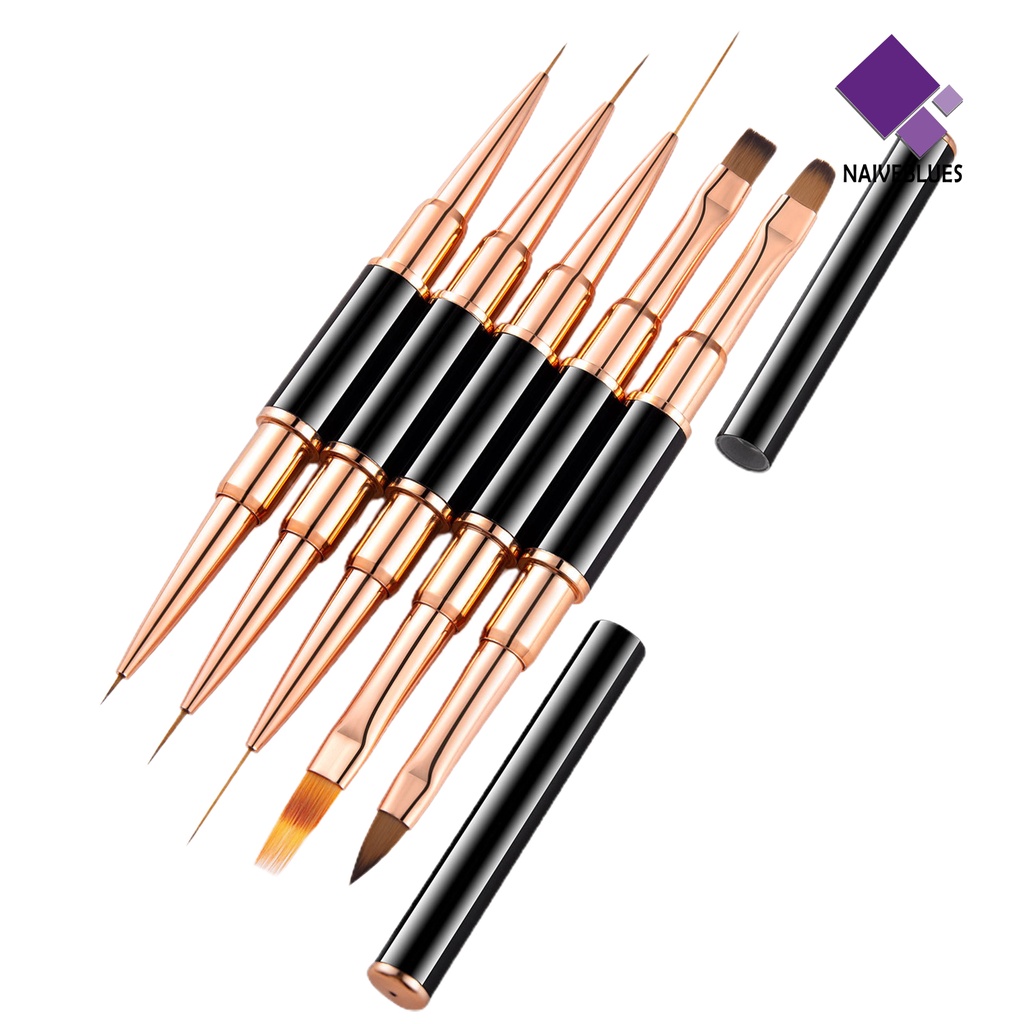 [naiveblues] 5pcs/set5.7.9 /9.11 /15.20Mm Nail Art Brushes Multi-Gaya Dual Head Nib DIY Nail Drawing Liner