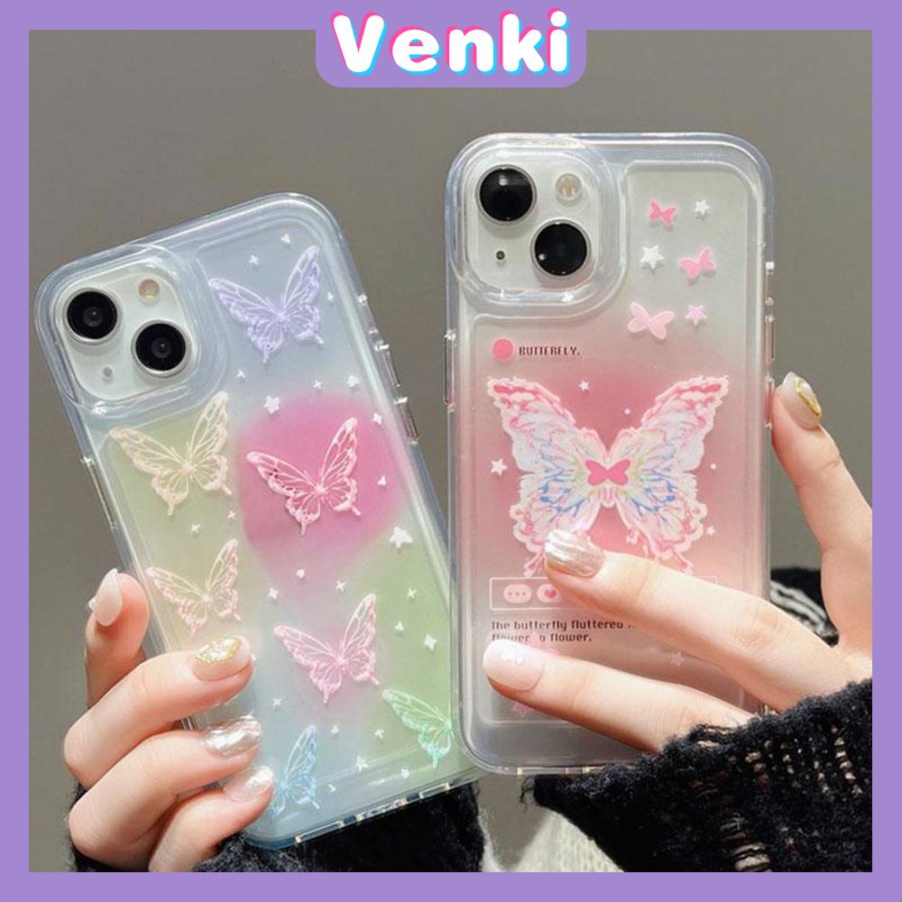 VENKI - For iPhone 14 Pro Max iPhone Case Soft TPU Big Hole Case Simple Wind Butterfly Compatible with iPhone 13 Pro max 12 Pro Max 11 xr xs max 7Plus 8Plus