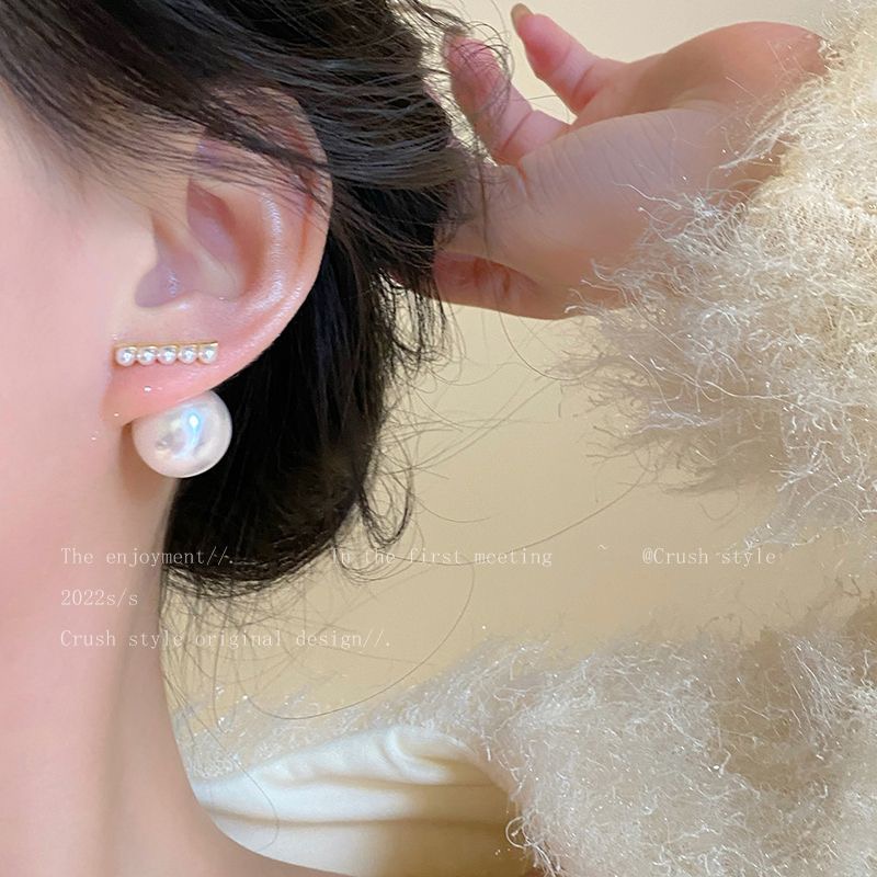 Anting Tusuk Mutiara Korea Anting Garis Lurus Emas Untuk Aksesoris Perhiasan Fashion Wanita