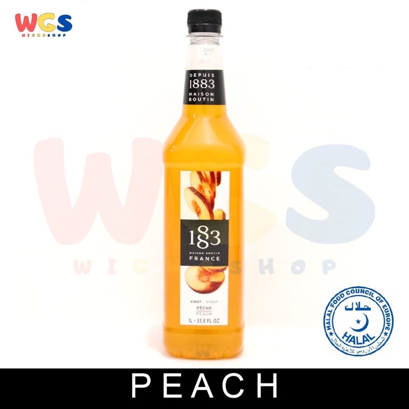 Syrup 1883 Maison Routin France Peach Flavored 33.8 fl oz 1ltr