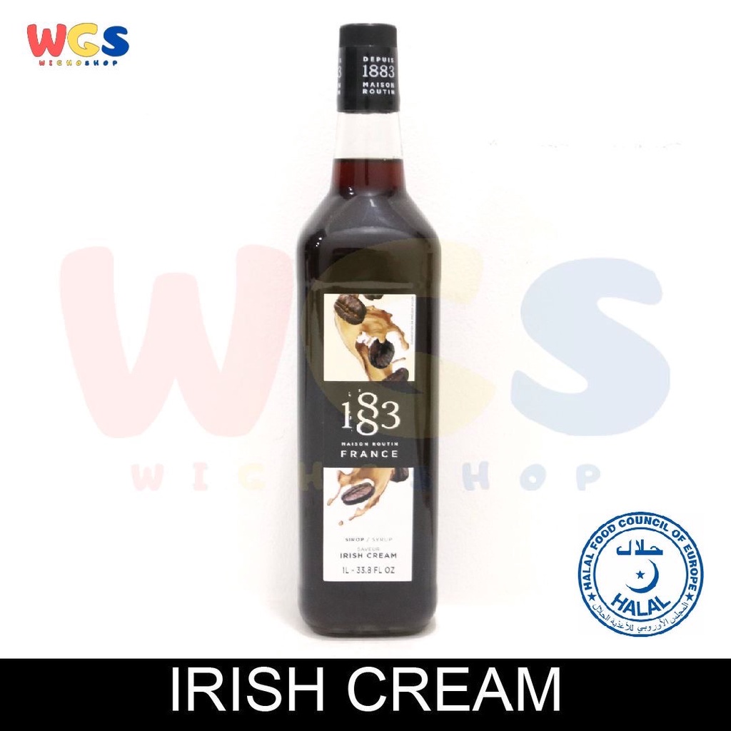 Syrup 1883 Maison Routin France Irish Cream Flavored 33.8 fl oz 1ltr