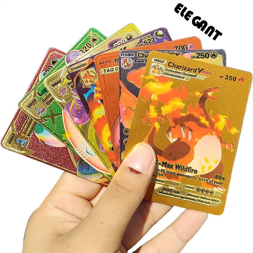 [Elegan] Pikachu Card Anime Cosplay Battle Trainer Card Kartu Kolekt Charizard Vmax GX Rainbow