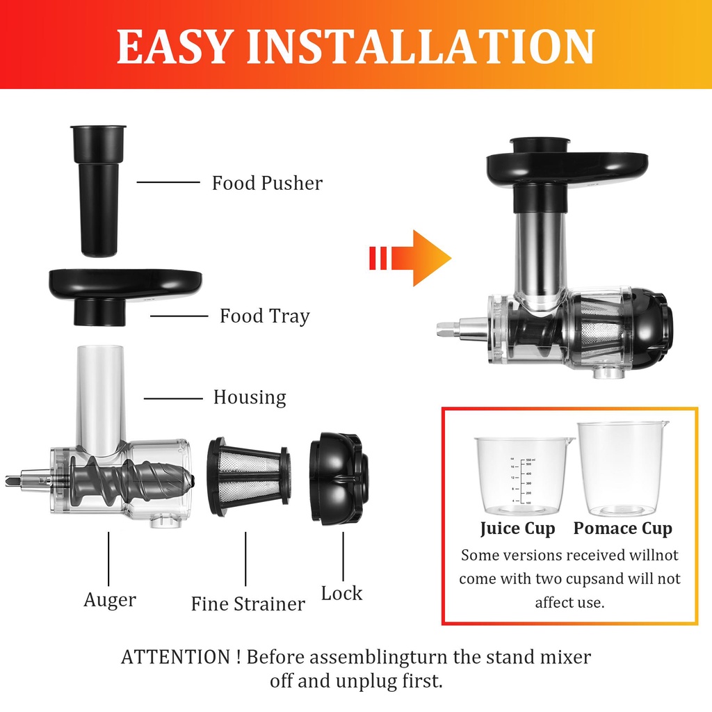 Aksesoris Tempel Juicer Sparepart Makanan Sayur Bisa Dicuci Alat Dapur Stainless Steel Untuk Stand Mixer