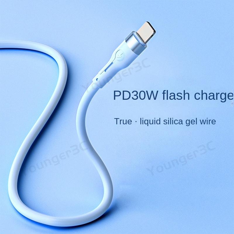 120w Kabel Pengisian Super Cepat 6A Liquid Silicone USB C To C Flash Charging Kabel Data Silicone 30W C To L PD Fast Charging Cord