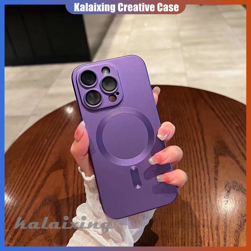 IPHONE Soft Case Warna Solid Untuk Iphone13 14 Pro Max 14 Pro 13 Pro Atraksi Magnetik Penutup Belakang Dengan Film Perlindungan Lensa