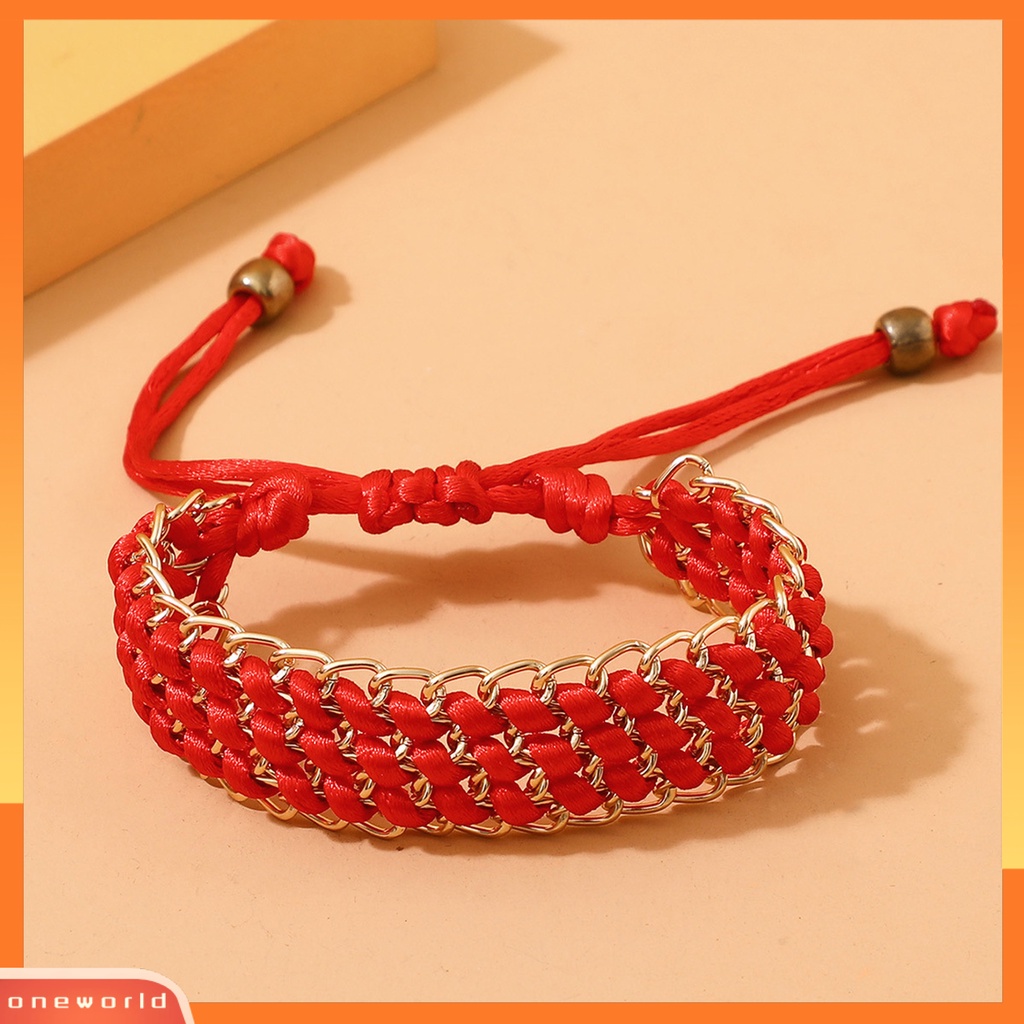 [EONE] Gelang Fashion Desain Kepang Geometris Artistik Merah Gelang Pasangan Untuk Dekorasi