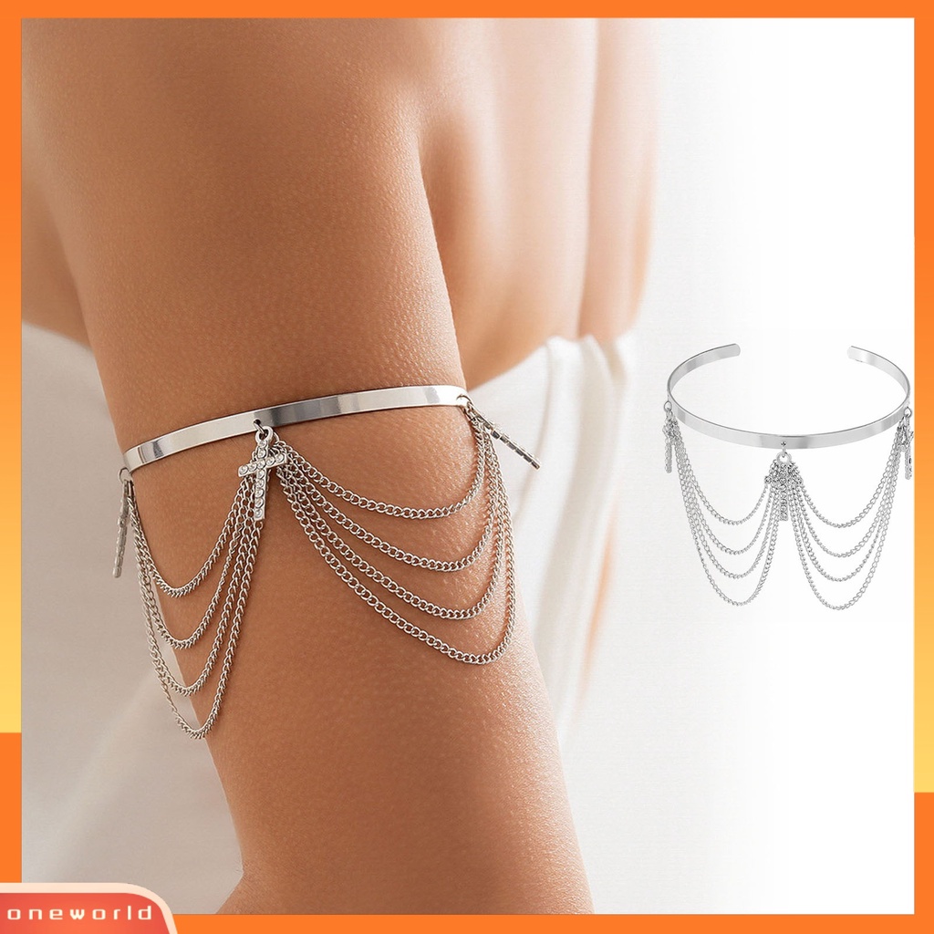 [EONE] Gelang Lengan Liontin Salib Berlian Imitasi Vintage Dengan Rumbai Aksesori Pesta Adjustable Dan Bergaya Untuk Wanita