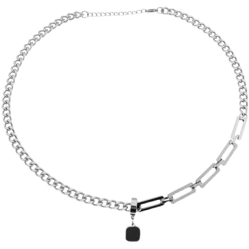 Pria Pria Kalung Baja Titanium Kotak Hitam Titanium Steel Kalung Anting Baja Titanium, Hip Hop Kalung Baja Titanium, Pria Trendi Pria Keren Kalung Baja Titanium