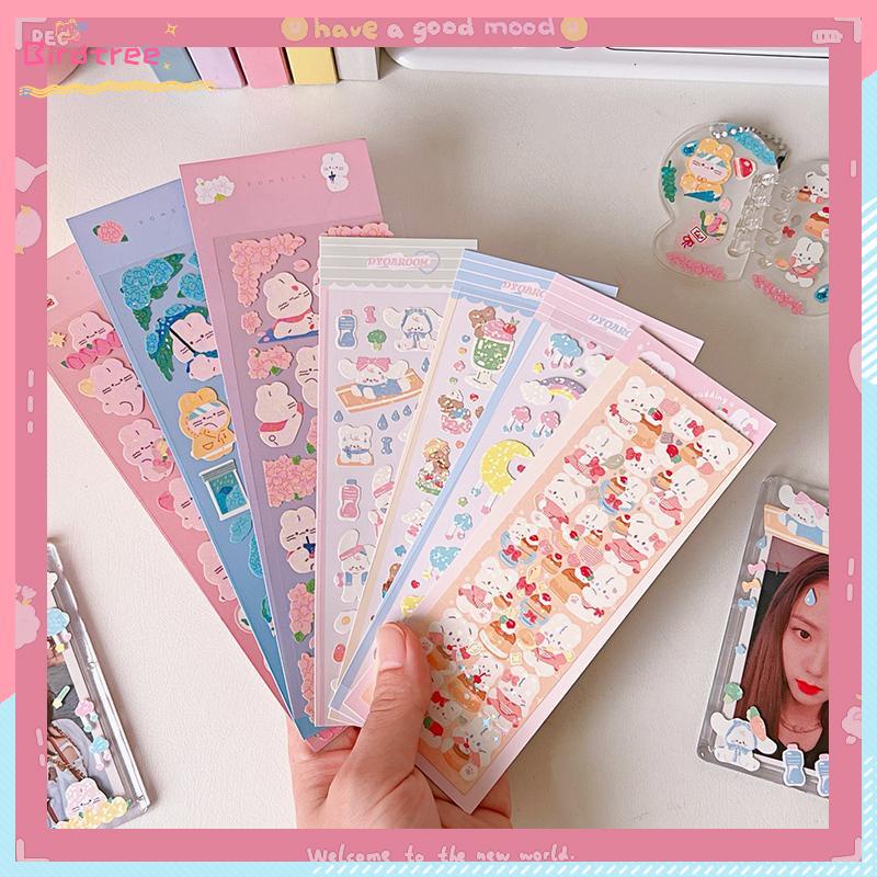

[Readystock❤️COD]Stiker Buku Tempel Dekorasi Kartun Pola Kecil Gadis Anak Stiker Kelinci Lucu Manis - BS