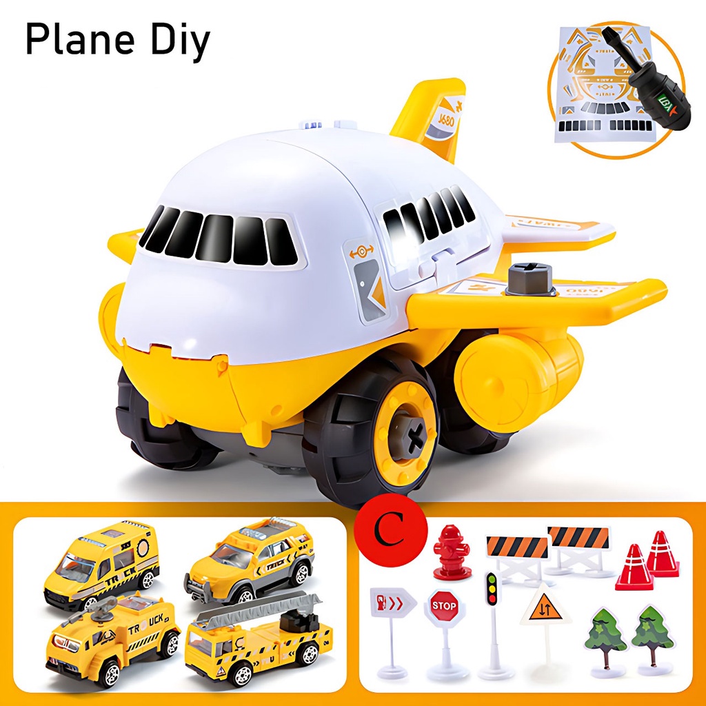 Diy Merakit Pesawat Set Lengkap | Plane Receive Storage 3in1 Mainan Anak Laki Laki Mobil Mobilan Terbaru 2023