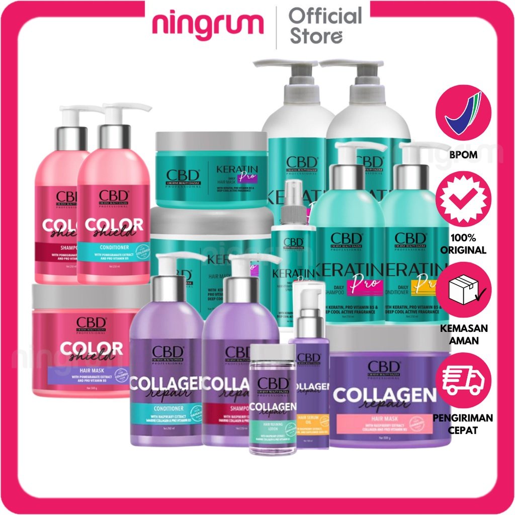 Ningrum - CBD Professional Series | Hair Treatment Keratin Pro | Color Shield | Collagen Repair | Shampoo / Conditioner / Hair Mask / Hair Vitamin Spray / Hair Serum / Hair Refining Lotion | Perawatan Rambut Hair Treatment Salon | 6901 | 6902 | 6903