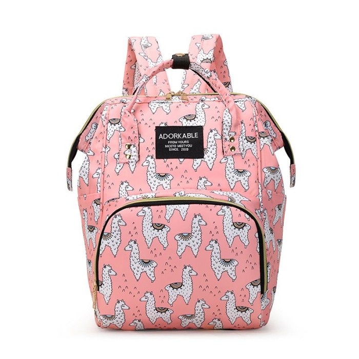 TAS BAYI DIAPERS PREMIUM IMPORT TAS PERLENGKAPAN BAYI TLS PREMIUM - PINK LLAMA
