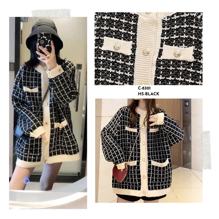 IMPORT Kardigan Wanita Korea Panjang Estetik Premium Rajut (C-8301)