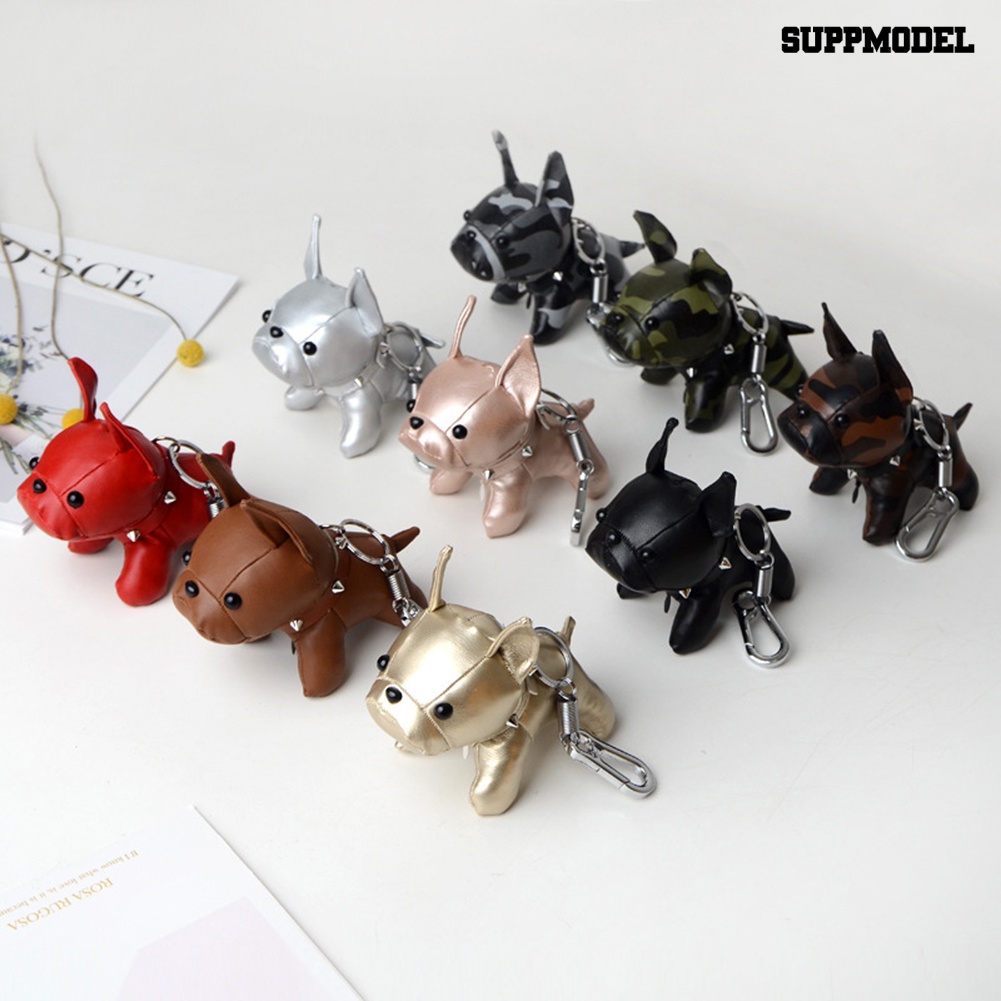 [SM Auto] Boneka Kulit Imitasi Mini Bulldog Puppy Gantung Pendant Gantungan Kunci Keychain Dekorasi