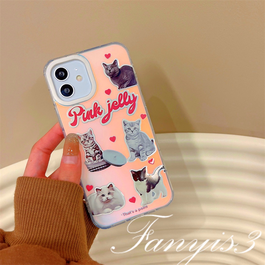 Compatible For IPhone 14 13 12 11 Pro Max X XR Xs Max 8 7 Plus SE 2020 Kompatibel Untuk Kucing Dan Anjing Biskuit IMD Laser Gradiasi Ponsel Case TPU Lembut Shockproof Cover Pelindung