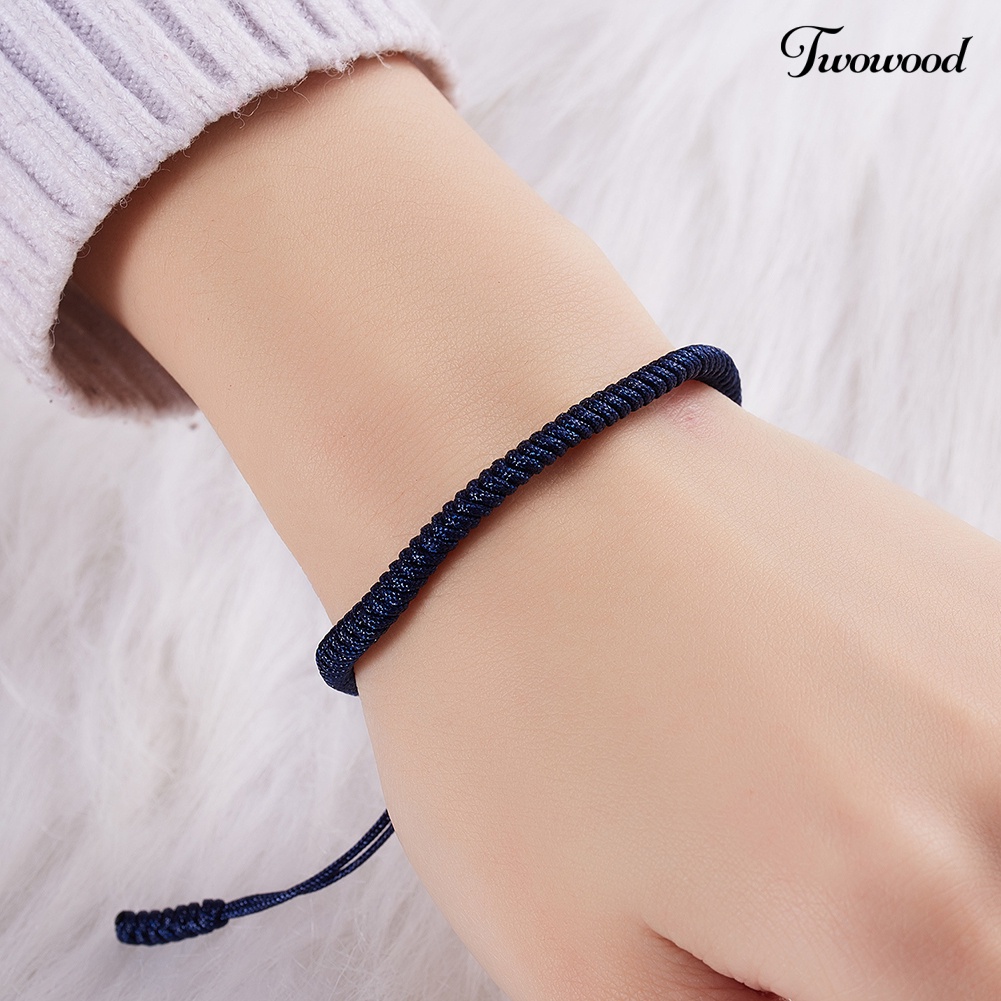 Twowood Wanita Pria Handmade Simpul Braided Rope Gelang Adjustable Beruntung Bangle Perhiasan