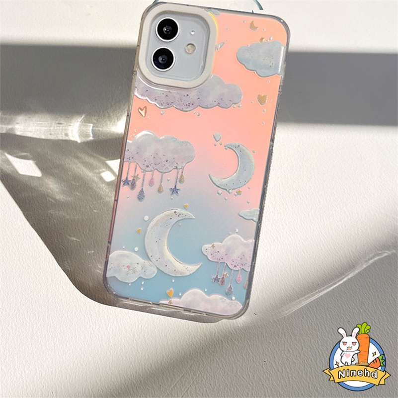 IPHONE Casing Kompatibel Untuk Iphone14 13 12 11 Pro Max X Xr Xs Max8 7 6 Plus SE 2020 Mewah High-end Laser Bersinar Bintang Bulan Casing Ponsel Dengan Anti Gores Silikon Lembut Cover Pelindung