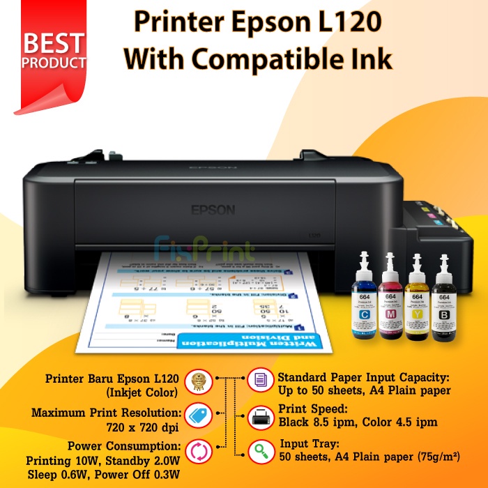 Printer Epson L120 Ink Tank Printer Epson L120 L 120 l120 Infus System Print Foto Photo Pengganti Epson L120