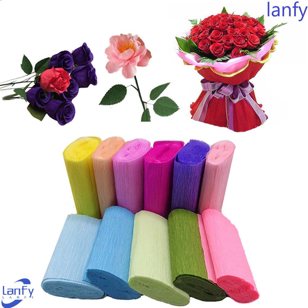 Lanfy Flower Wrapping Paper Origami DIY Bouquet Kemasan Pernikahan Bahan Crepe Paper